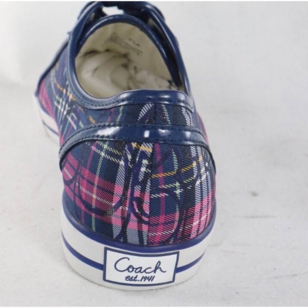 COACH Dee Blue Plaid Sneakers - Picture 3 of 10